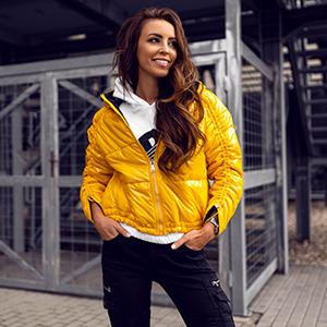 BOLF Damen Übergangsjacke Leichte Steppjacke mit Kapuze Freizeitjacke Parka Jacke 